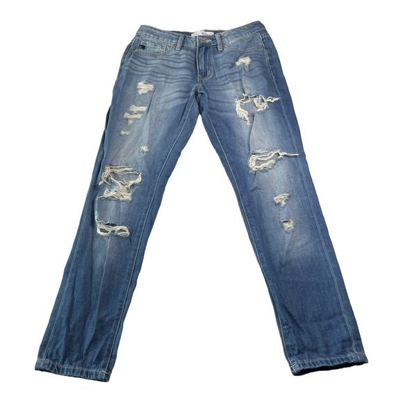 KanCan Womens Size 3/25 Mid Rise Boyfriend Fit Distressed Destroy Jeans KC8281M - Picture 1 of 11